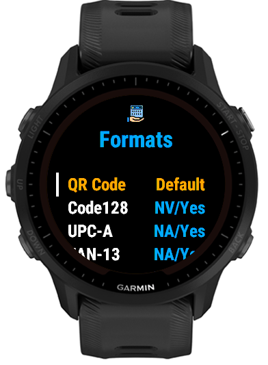 Formats menu showing NA and NV badges for unavailable formats