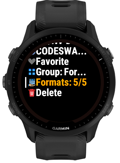 Item Settings menu with the Formats row highlighted