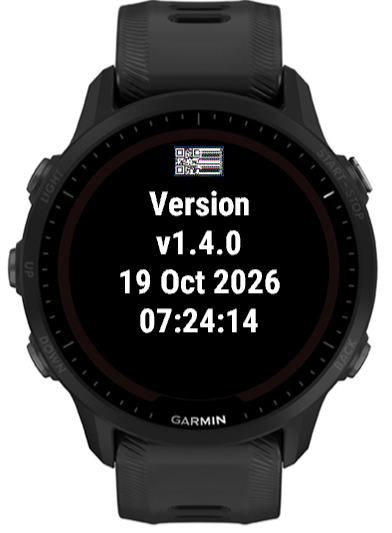 About screen showing installed version, build date and time